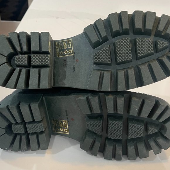 FREE PEOPLE Lyra Lug Sole Loafers / Deep Jade Leather Sizes 9.5/10 avail. - Picture 11 of 12